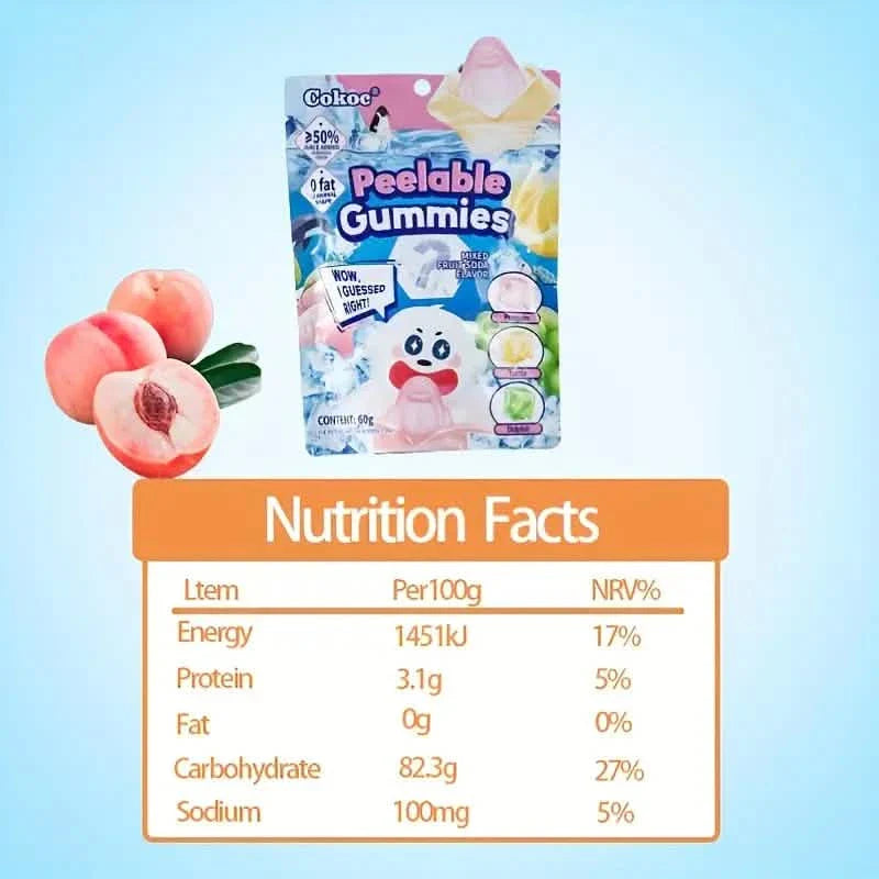 5-Packs: Fun Peeled Gummies - Mixed Styles, Different Flavors, Resealable Bags