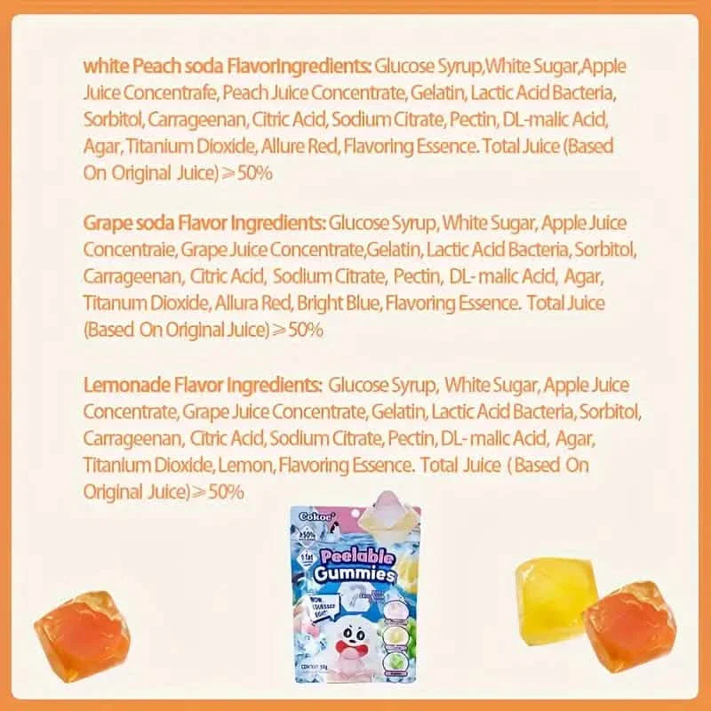 5-Packs: Fun Peeled Gummies - Mixed Styles, Different Flavors, Resealable Bags