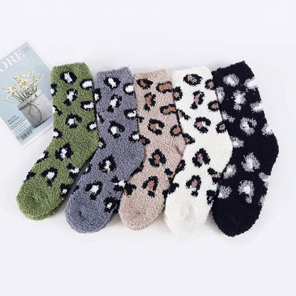 5-Pair: Womens Fuzzy Socks Winter Slipper Socks