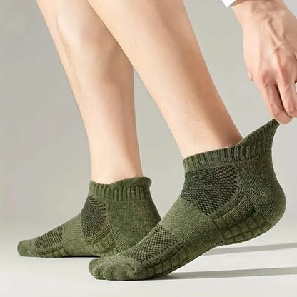 5-Pairs: Casual Ankle Boat Socks With Towel Bottom