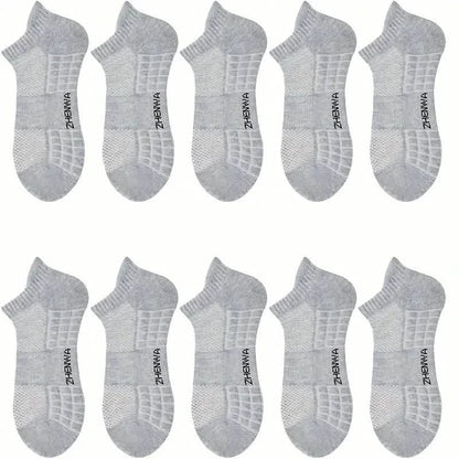 5-Pairs: Casual Ankle Boat Socks With Towel Bottom