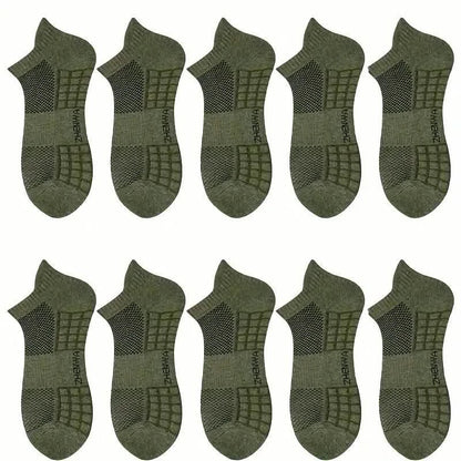 5-Pairs: Casual Ankle Boat Socks With Towel Bottom