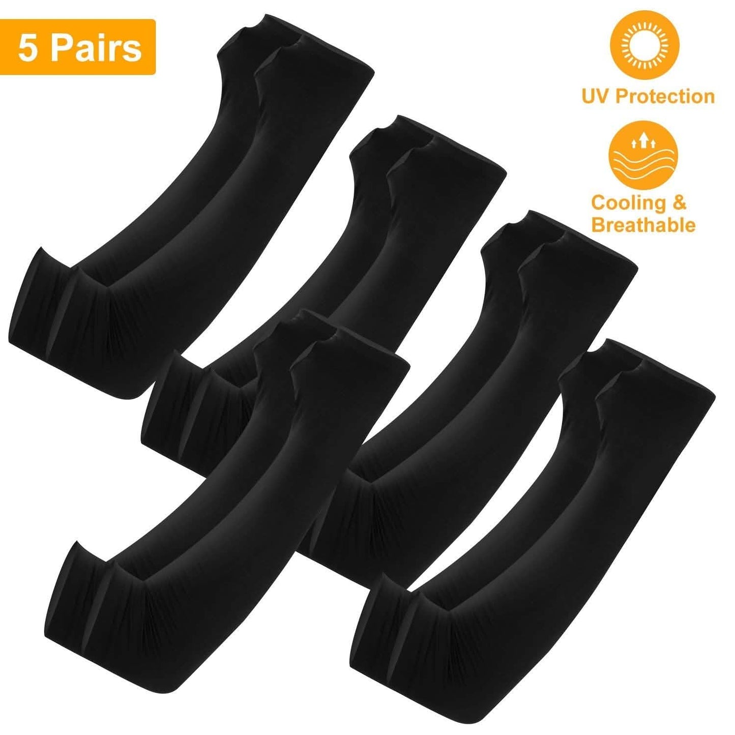 5-Pairs: Cooling Arm Sleeve Anti-UV Sun Protection