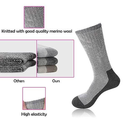 5-Pairs: Men's Warm Thick Merino Lamb Wool Socks for Winter Cold Weathers