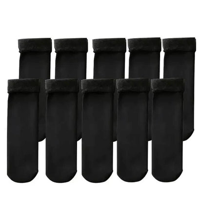 5-Pairs: Ultra-Soft Plush Lined Thermal Socks - Comfy Mid Tube Socks