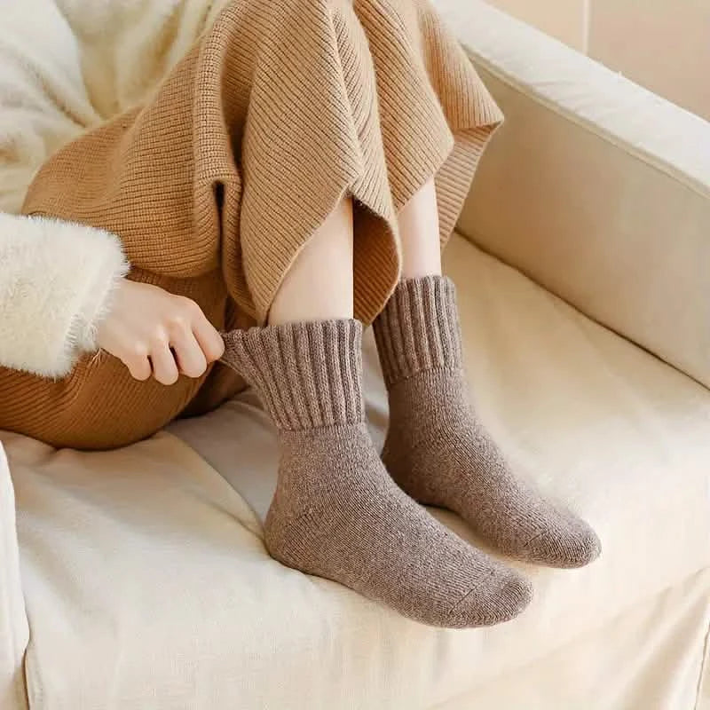 5-Pairs: Women's Stockings & Hosiery Simple Solid Thickened Socks