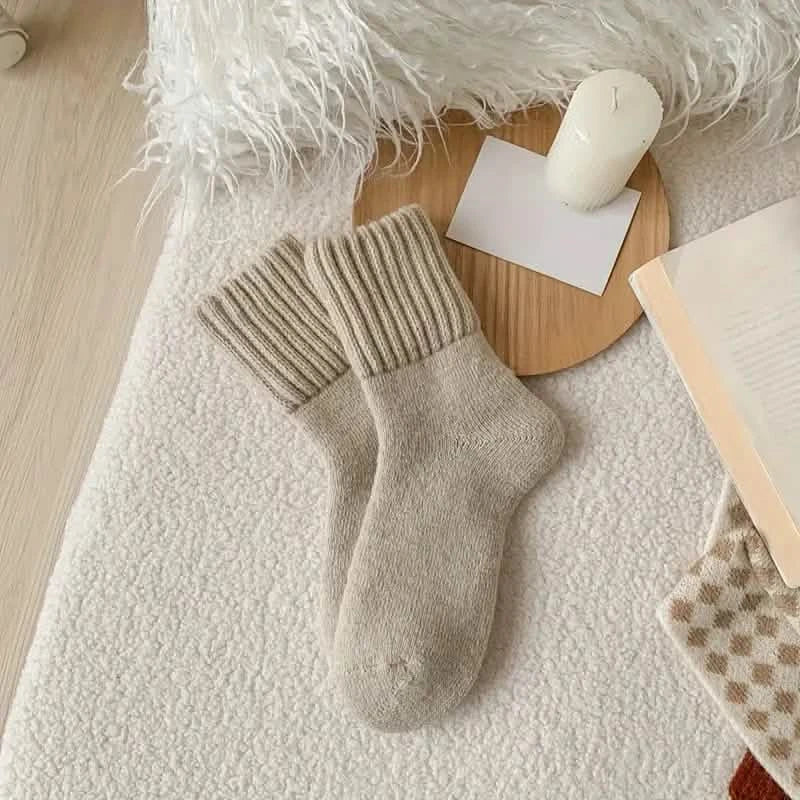 5-Pairs: Women's Stockings & Hosiery Simple Solid Thickened Socks