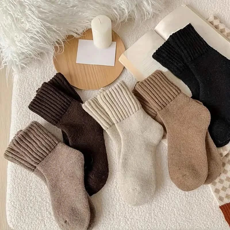 5-Pairs: Women's Stockings & Hosiery Simple Solid Thickened Socks
