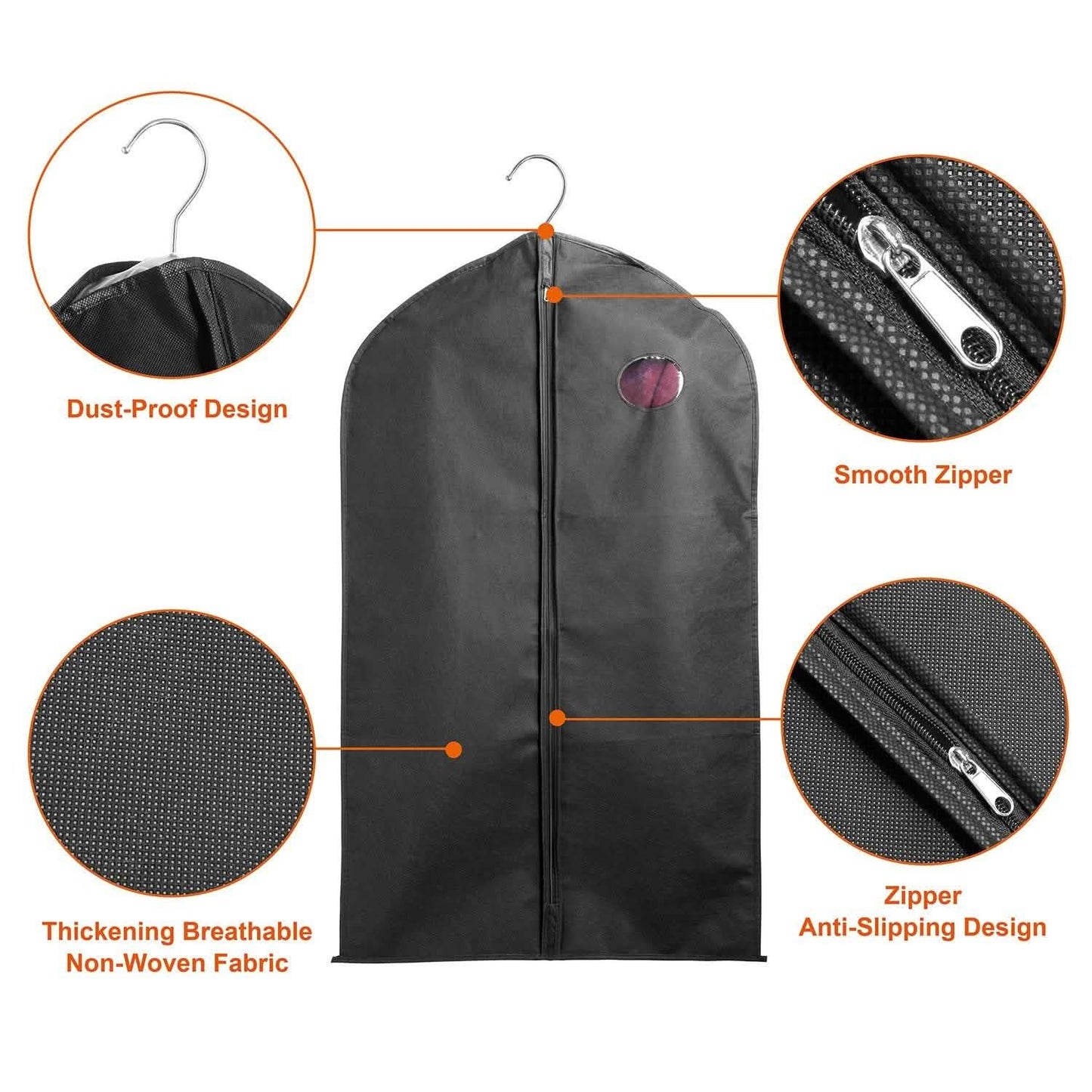 5-Piece: 39" Garment Bags Hanging Suit Bags Covers