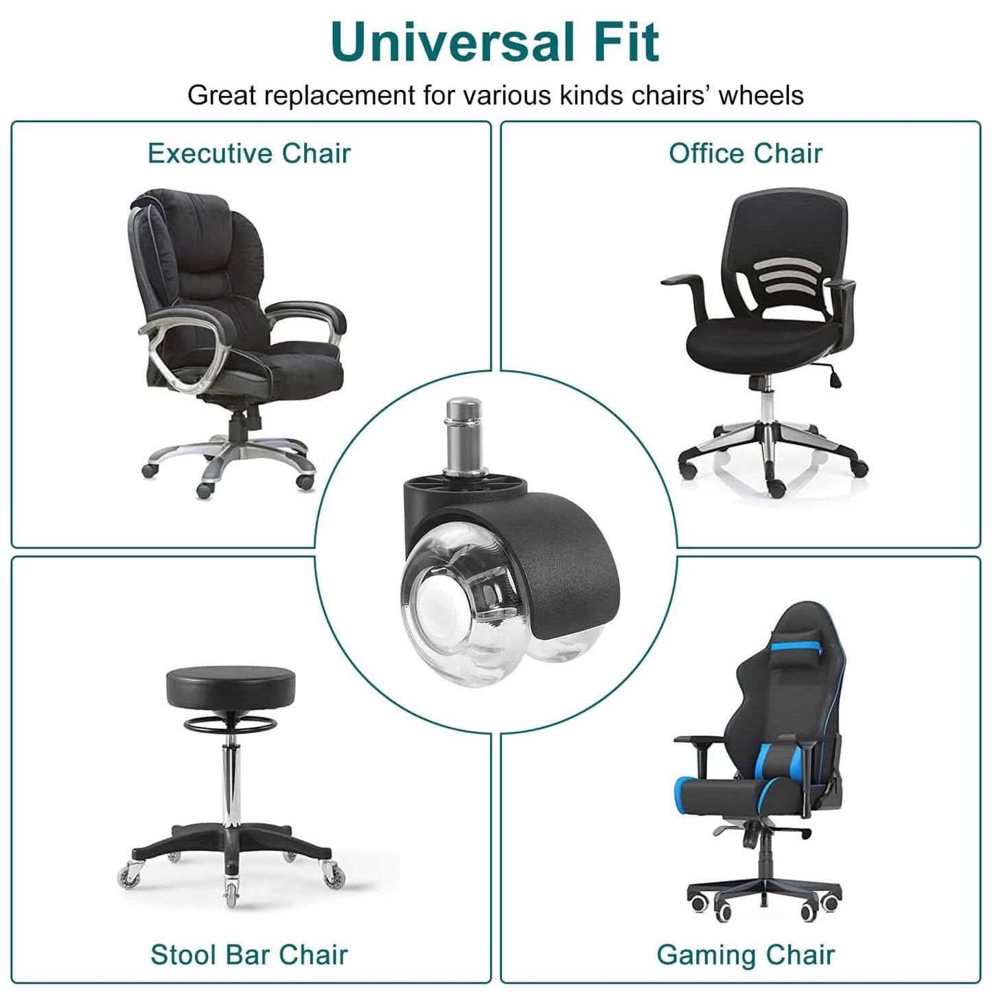 5-Piece: Office Chair Wheels Replacement