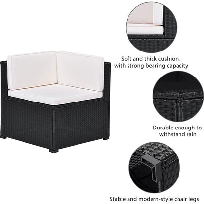 5-Piece: Patio Rattan PE Wicker Furniture Corner Sofa Set