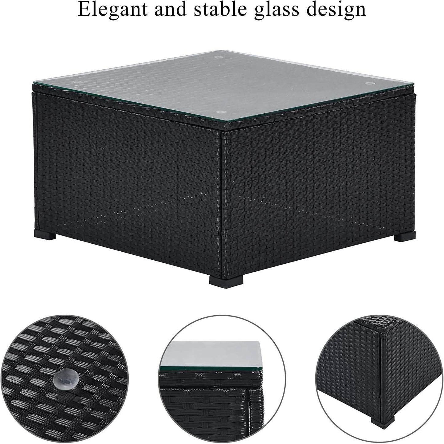 5-Piece: Patio Rattan PE Wicker Furniture Corner Sofa Set