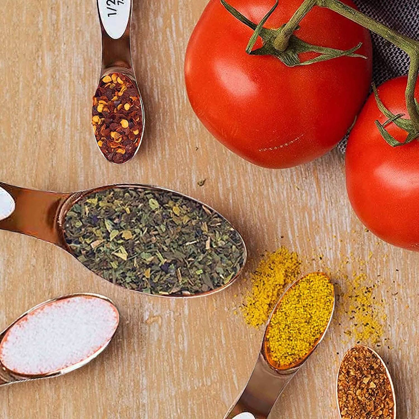 5-Piece Set: Copper Dual-Sided Stackable Magnetic Measuring Spoons