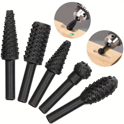 5-Piece Set: Wood Carving File Rasp Drill Bit