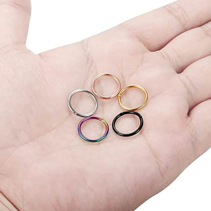 5-Piece: Stainless Steel Septum Piercing Nose Hoop Ring