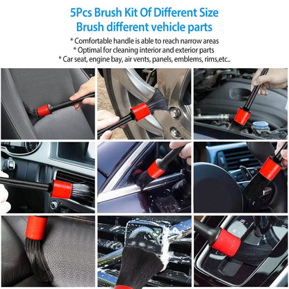 5-Pieces: Car Detailing Brush Set