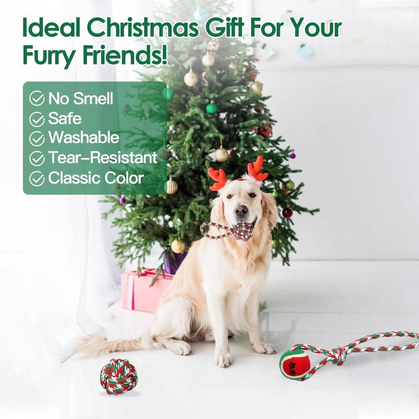 5-Pieces: Christmas Dog Rope Chew Toys