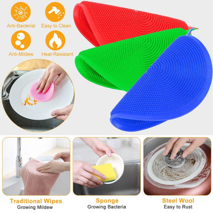 5-Pieces: Kitchen Cleaning Silicone Scrubber