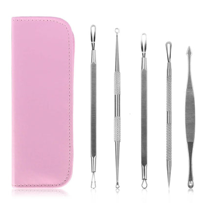 5-Pieces Set: BlackHead Remover Kit Pimple Comedone Extractor Tool Set