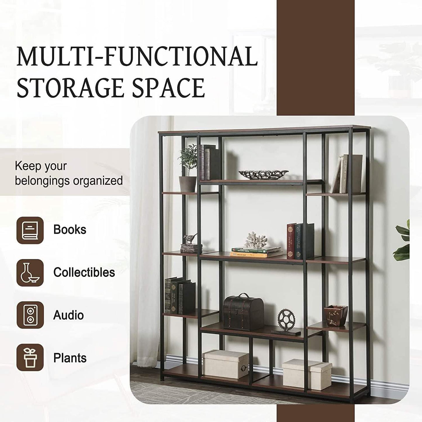 5-Tier Bookcase Bedroom Tall Bookshelf