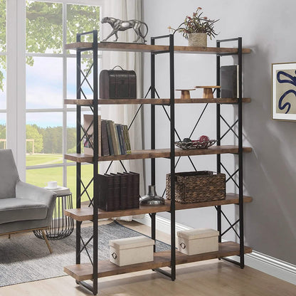 5-Tier Bookcase Industrial Bookshelf