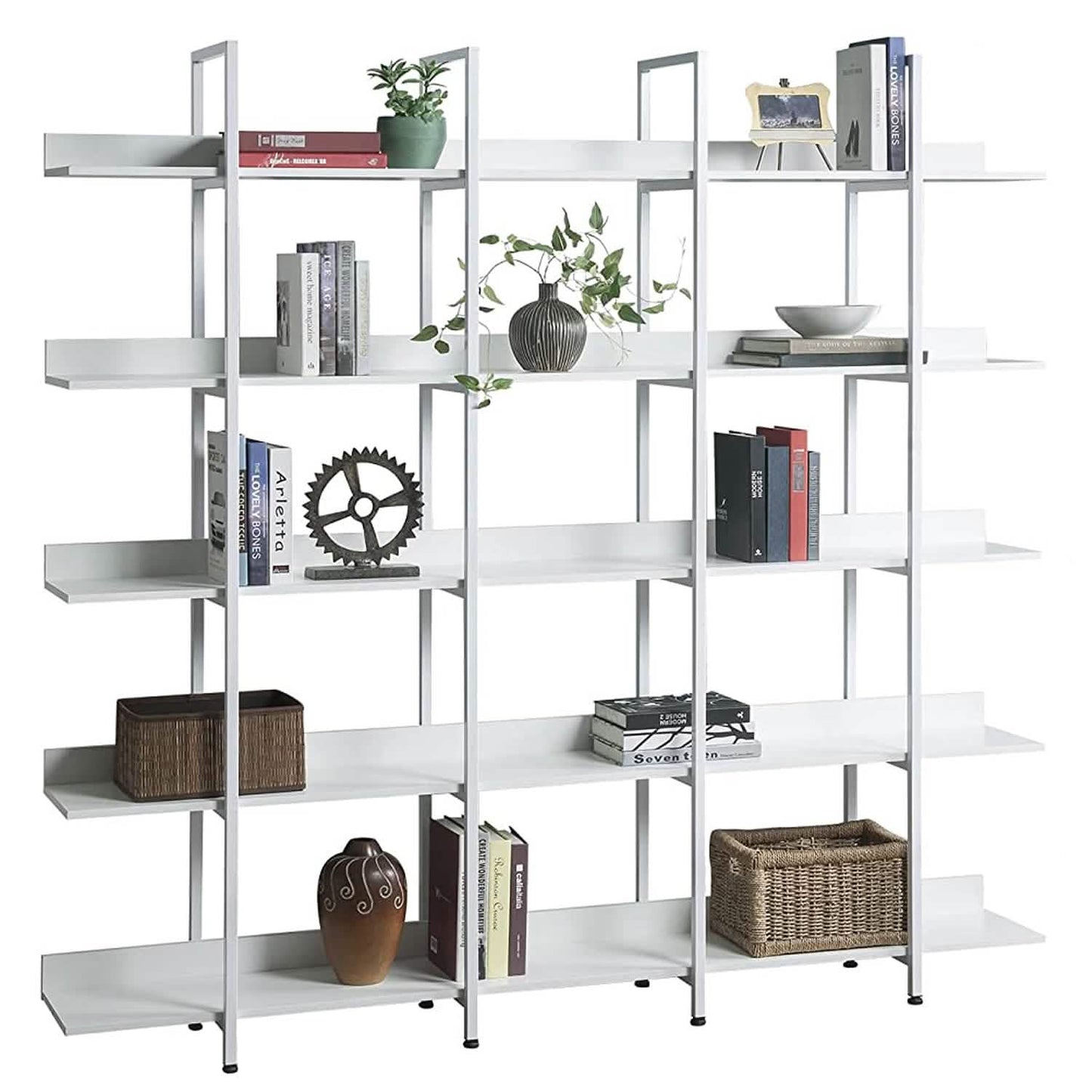 5-Tier Bookcase Tall Bookshelf, Storage Shelf with Metal Frame