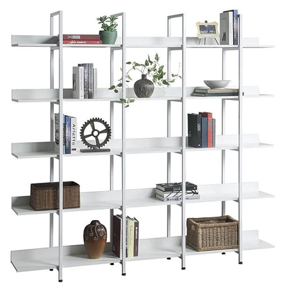 5-Tier Bookcase Tall Bookshelf, Storage Shelf with Metal Frame
