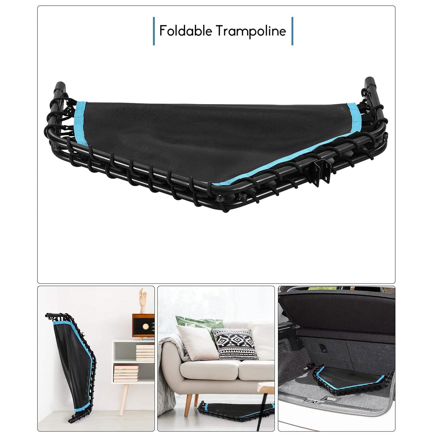 50" Mini Fitness Rebounder Spring-Less Indoor 3-Level Adjustable Foam Handle