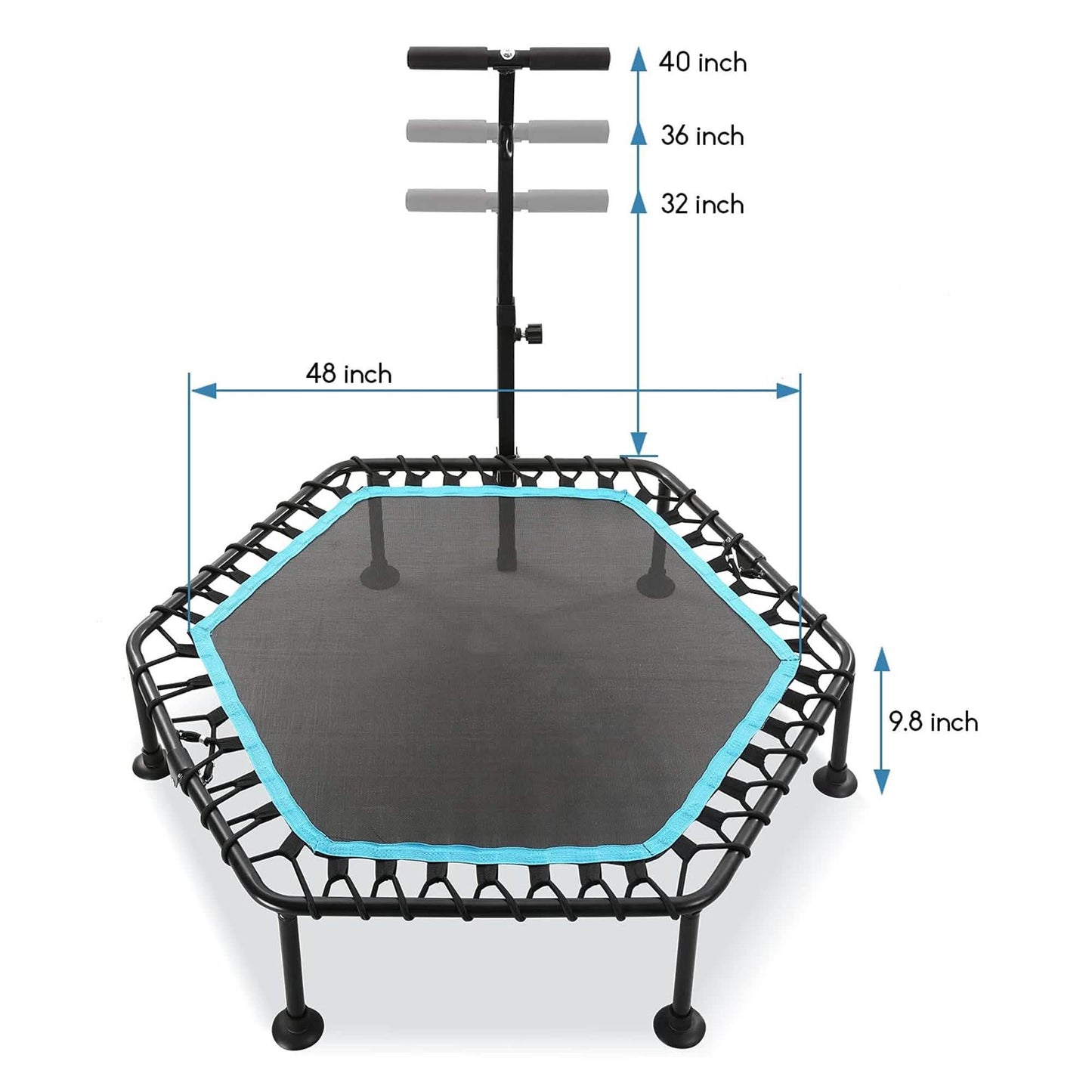 50" Mini Fitness Rebounder Spring-Less Indoor 3-Level Adjustable Foam Handle