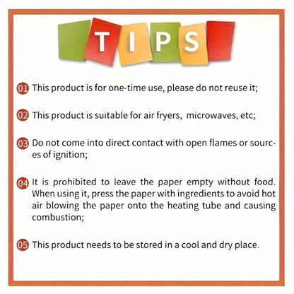 50-Pieces: Disposable Paper Liners For Air Fryer Suitable For 2 - 8 Quarts