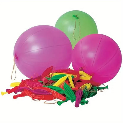 50-Pieces: Vibrant Punch Balloons Set - Heavy-Duty, Rubber-Banded, and Long-Lasting