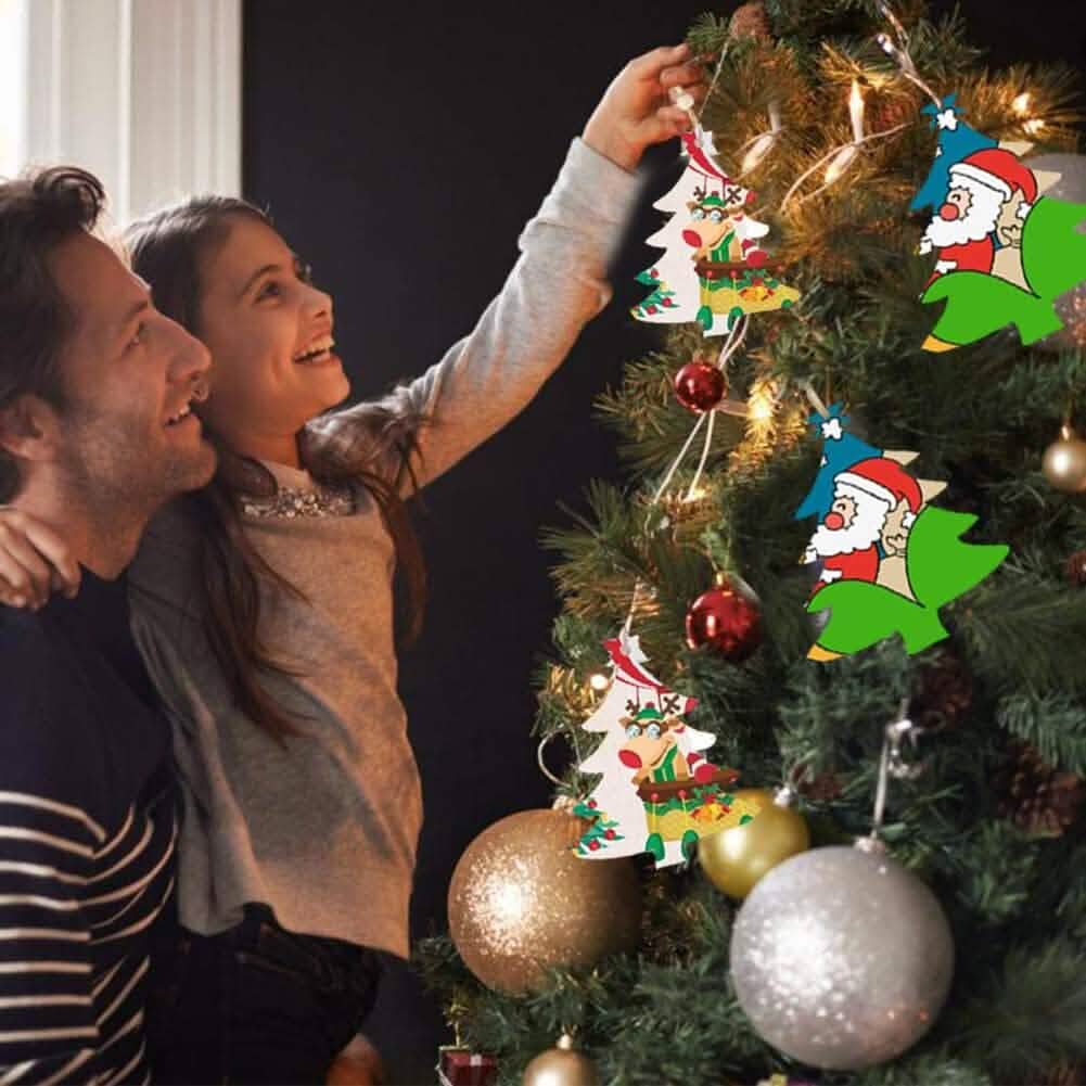 50-Pieces: Wooden Mini Christmas Tree Small Pendant