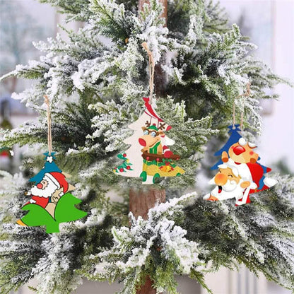 50-Pieces: Wooden Mini Christmas Tree Small Pendant