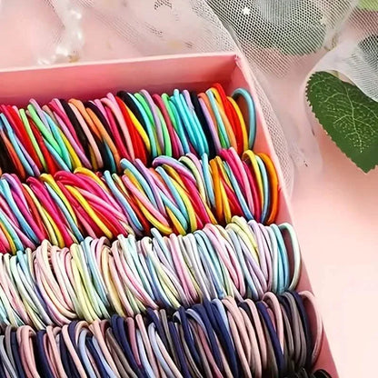 500-Pieces: Cute Elastic Hair Tie Polyester and Spandex Blend