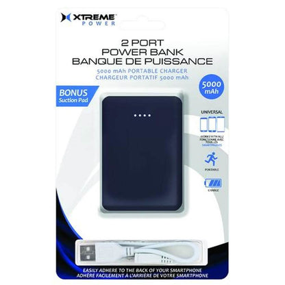 5000mAh 2 Port Black Power Bank