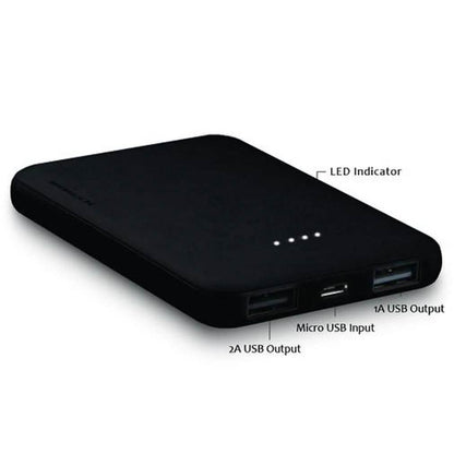 5000mAh 2 Port Black Power Bank