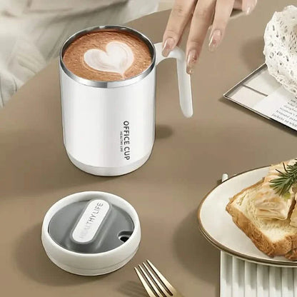 500ml Water Cup with Cover Sealing Silicone Ring Double-layer Leak-proof Drink Water Handle Stainless Coffee Insulated Cup