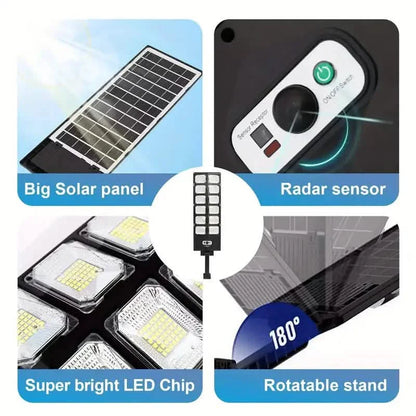 504-LED Ultra-Bright 6500K Solar Motion Sensor Street Light with Remote Control