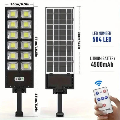 504-LED Ultra-Bright 6500K Solar Motion Sensor Street Light with Remote Control