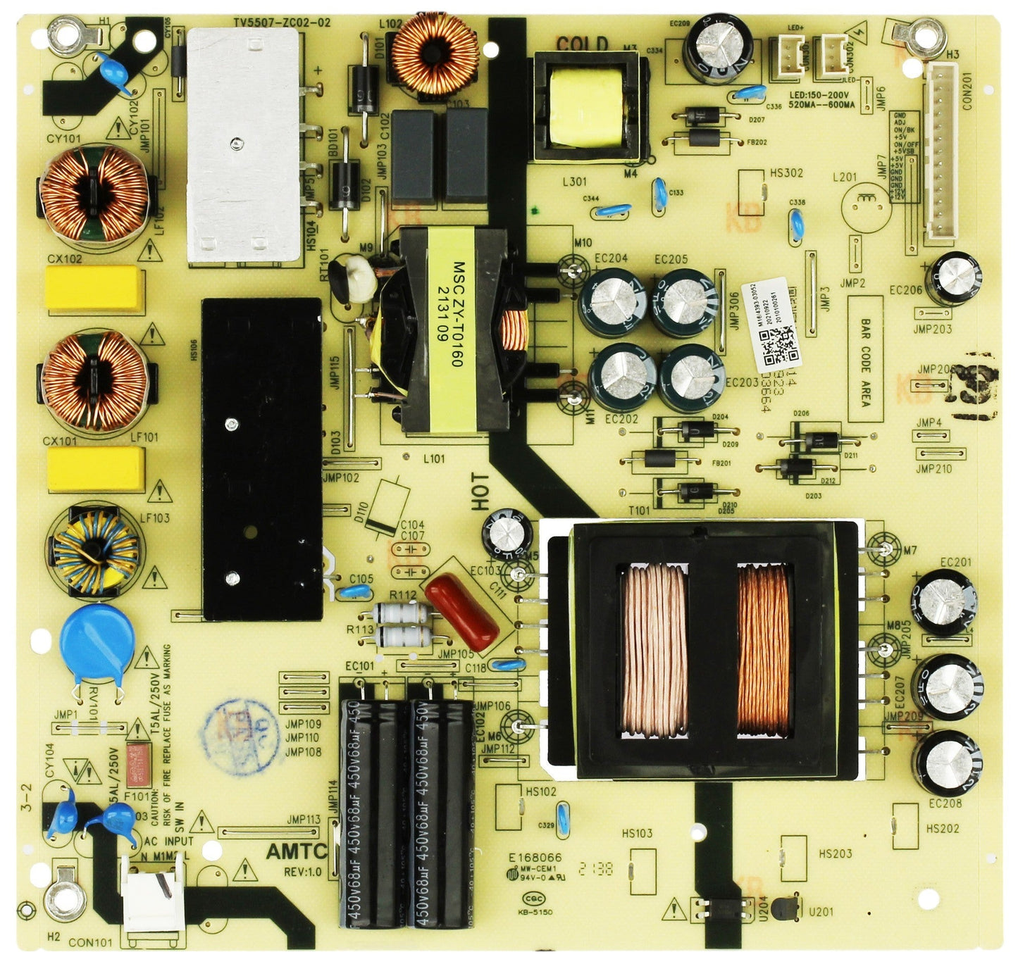 Onn 514C5507M16 Power Supply / LED Board