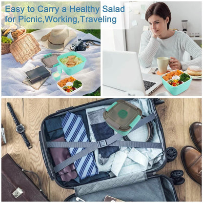 51oz Salad Bowl with Removable 3-Compartment Bento-Style Tray