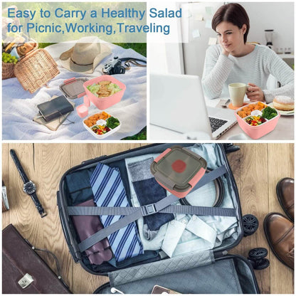51oz Salad Bowl with Removable 3-Compartment Bento-Style Tray