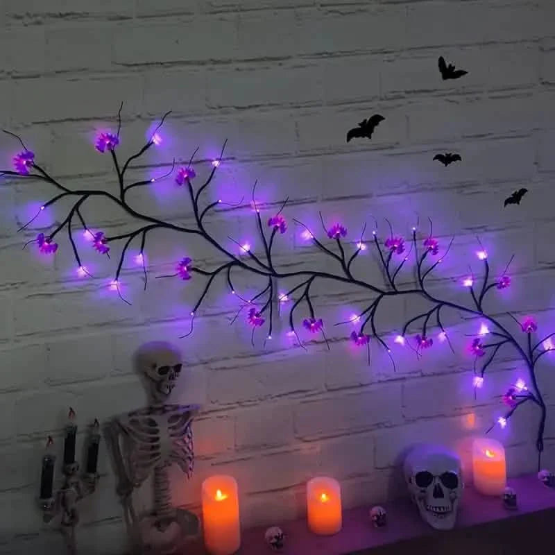 54LED Halloween Bat Decorative Branch String Lights, Wall-mounted Indoor Decorative String Lights