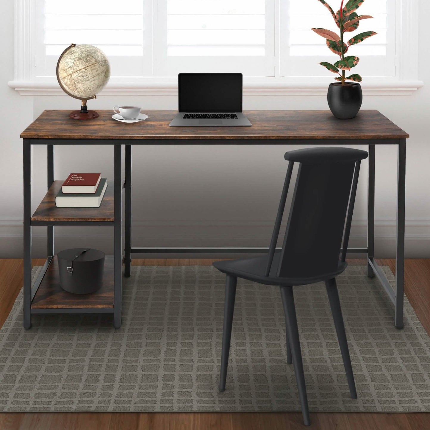 55" Rectangular Desk with Storage Shelves