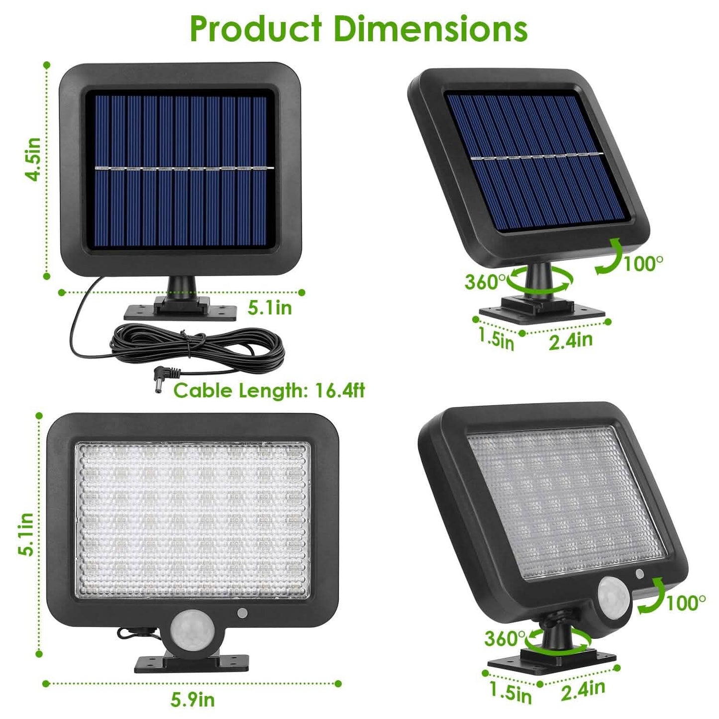 56 LEDs Outdoor Solar Security Flood Light
