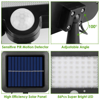 56 LEDs Outdoor Solar Security Flood Light