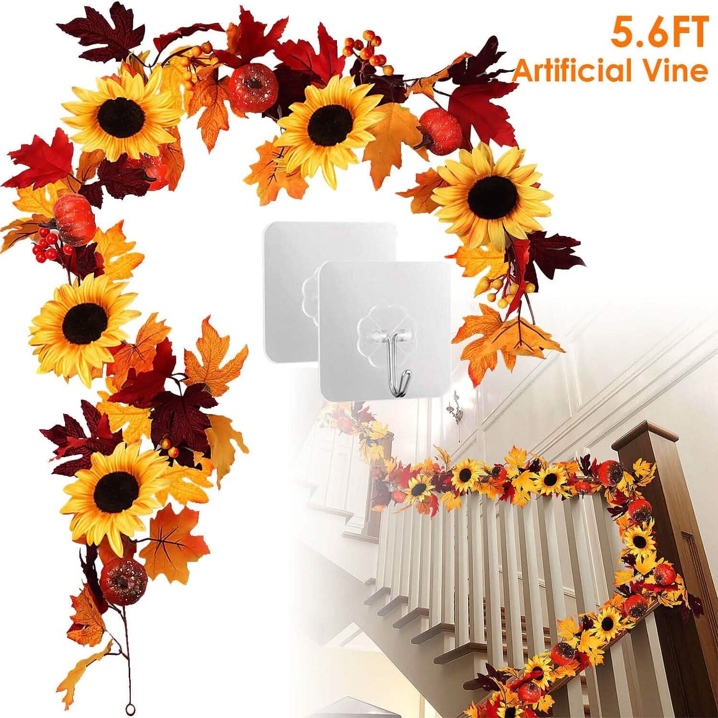 5.6ft Artificial Maple Leaf Garland Hanging Plant Vine