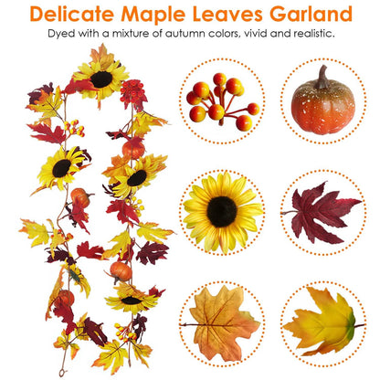 5.6ft Artificial Maple Leaf Garland Hanging Plant Vine