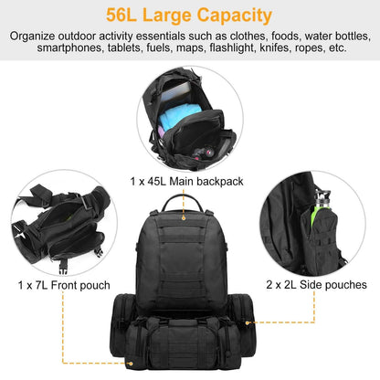 56L Military Tactical Backpack