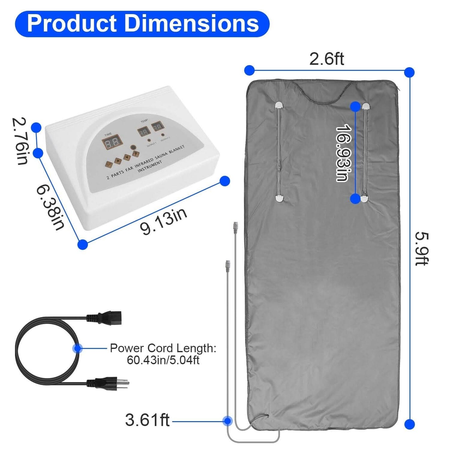 5.9 X 2.6 Ft. Infrared Sauna Blanket